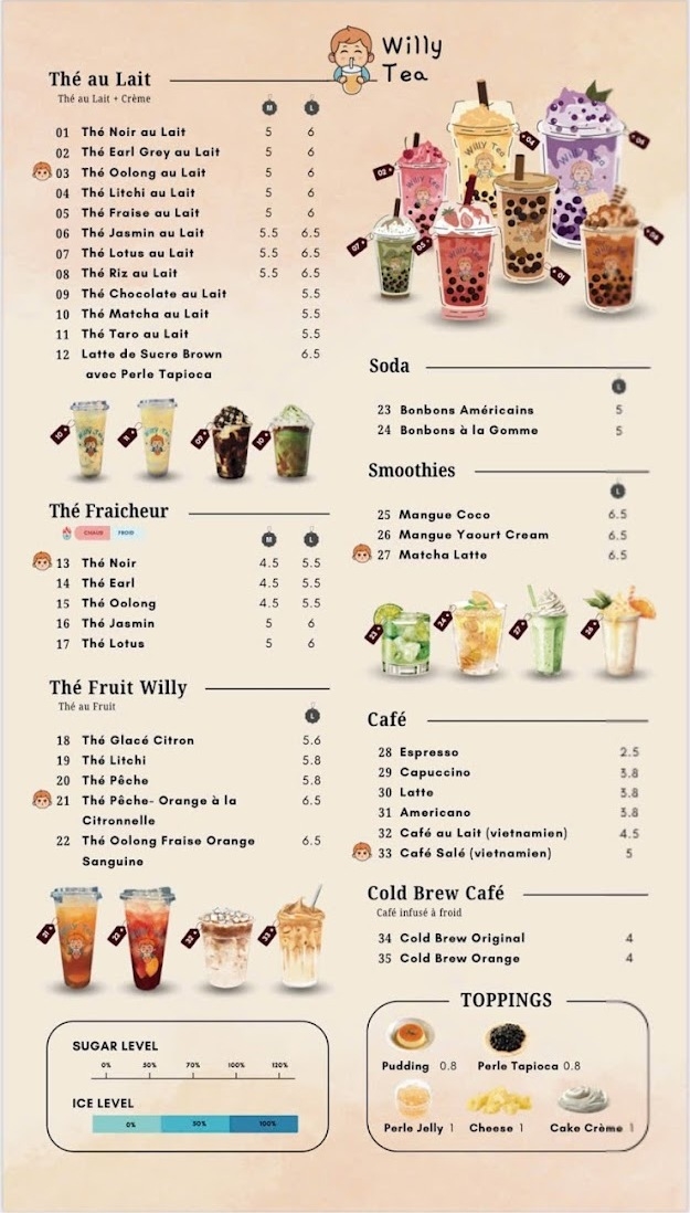 Willy Tea Menu